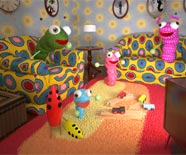 Alien living room illustration.