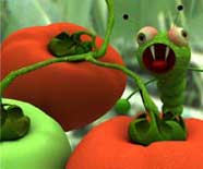 3D tomato bug children's illustration.