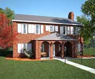 Architectural renderings of a two story house.
