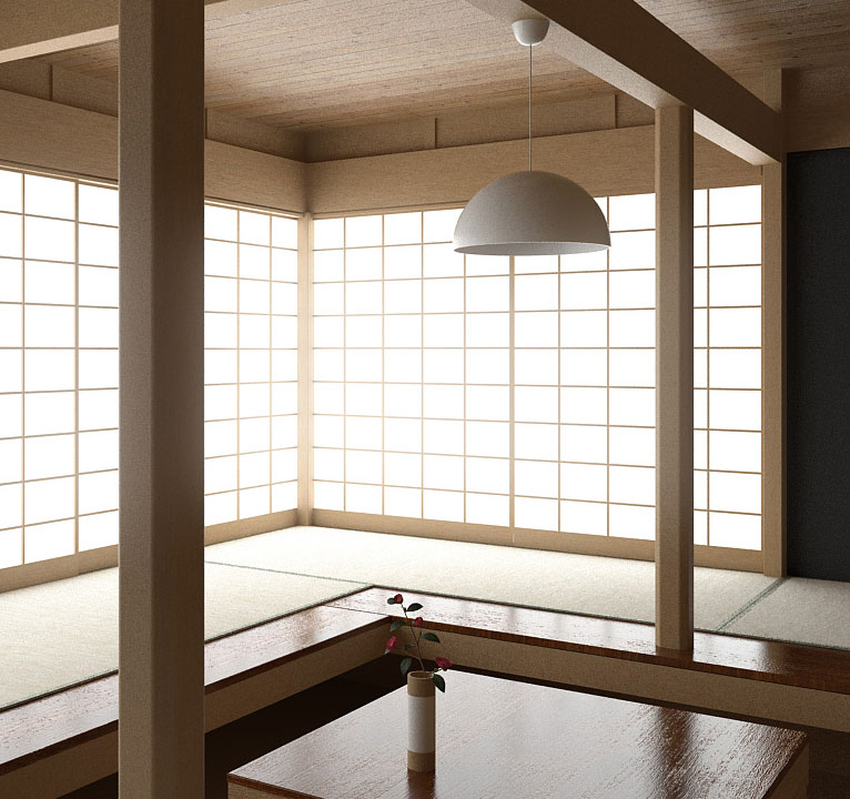 Architectural renderings of a Japanese Teahouse