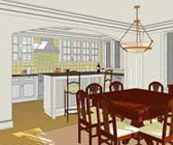 Kitchen and dining room SU models.